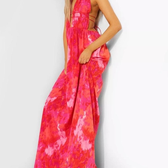 Boohoo Dresses & Skirts - BooHoo Vibrant Pink and Orange Maxi Dress NWT